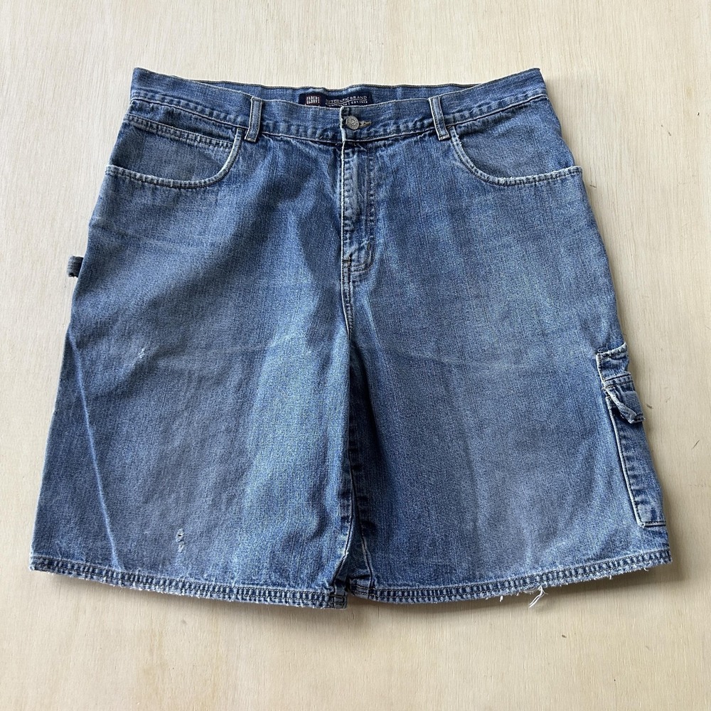 Faded Glory Y2K Cargo Shorts Mens 38 Blue Denim Relaxed Fit 10 Inseam Workwear